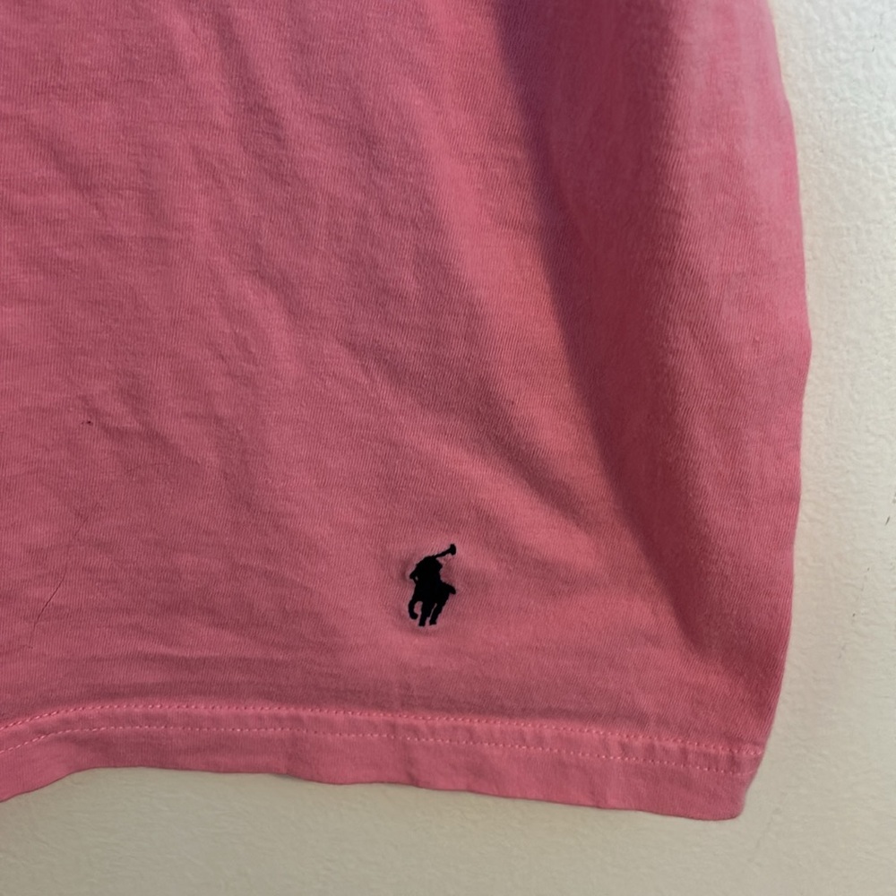 Polo Ralph Lauren Pink T-Shirt with Unusual Bottom hem Logo Size XL - Picture 2 of 5